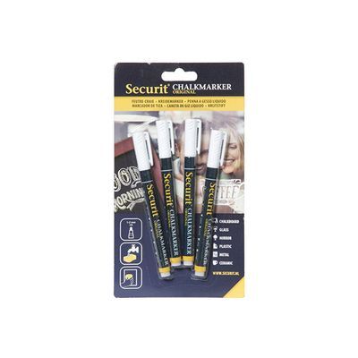 SECURIT SET 4 LIQUID CHALK MARKERS 1-2MM
