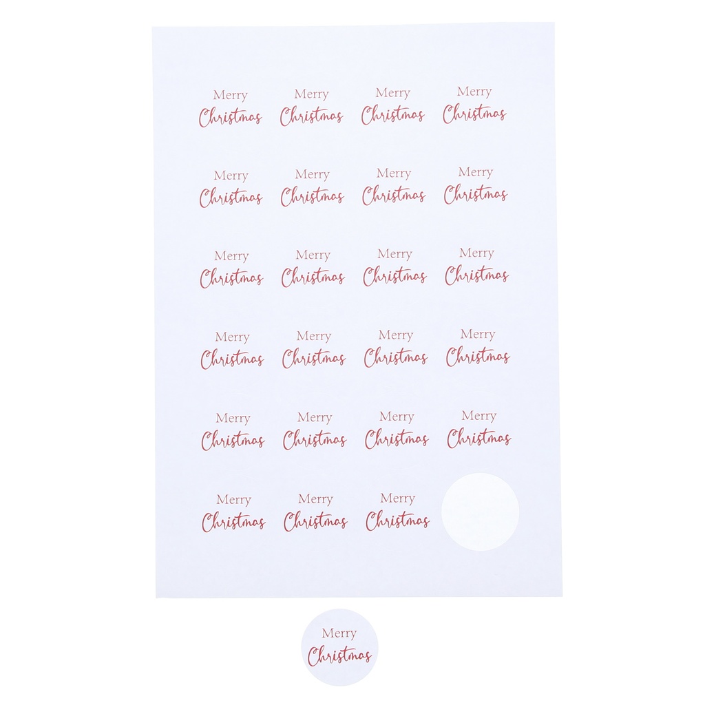 STICKER 4CM MERRY CHRISTMAS RED 24PCS