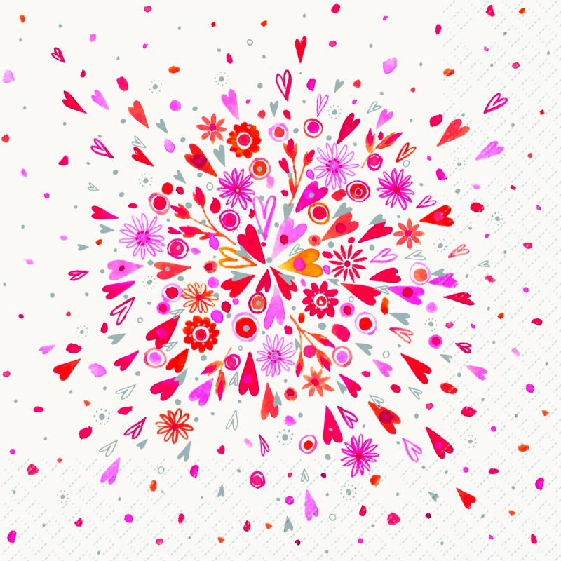 STEWO SERVETTEN 33X33CM HARTEN EN BLOEMEN PAK VAN 20 STUKS