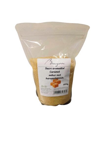 SUIKER VOOR BARBE A PAPA GEAROMATISEERT KARAMEL BRUYERRE ZAK 600GR=PAK***OP BESTELLING