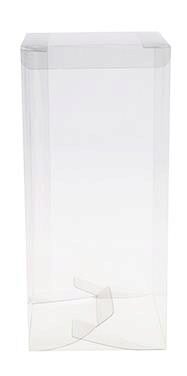 BOITE TRANSPARENTE 100X100X220MM+ 1 SOCLE KRAFT + 2 COUVERCLES COLIS DE 25 PCES