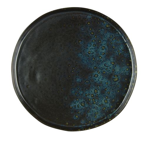 LE COQ PHOBOS BLACK BLUE DOTS PLATE 26.5CM STONEWARE