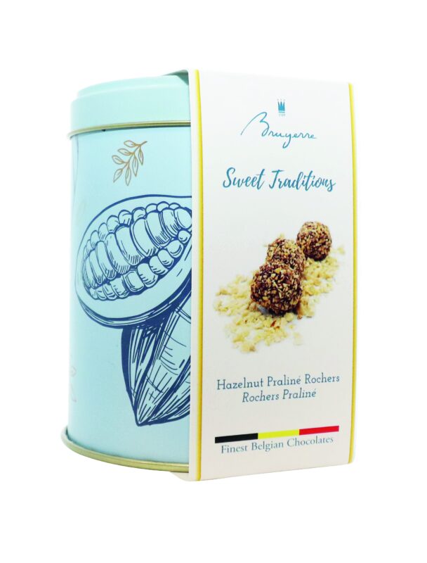 BRUYERRE METAL BOX ROCHER TRUFFLES HAZELNUTS 100GR 8X100GR