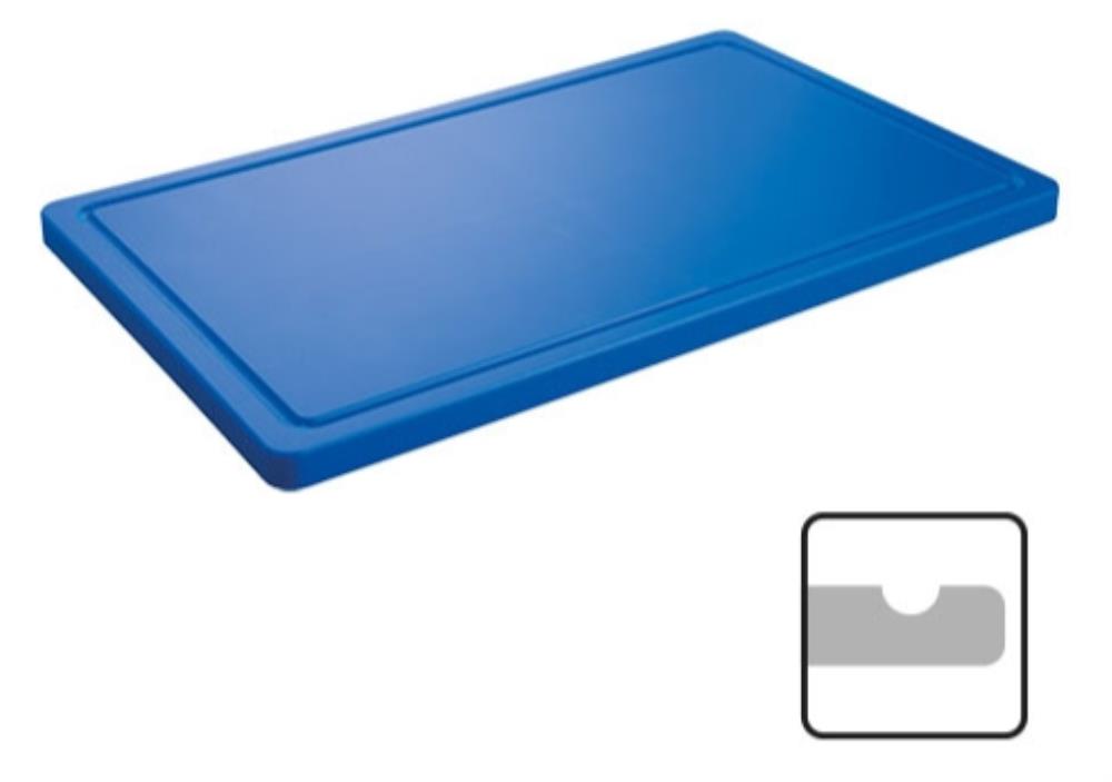 CATERCHEF POLY BOARD GN1/1 BLUE 53X32.5X2CM WITH RIGOLE