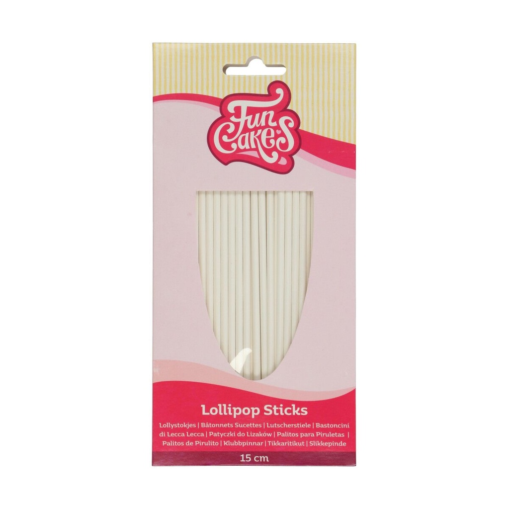 FUNCAKES BATON SUCETTE BLANC 15CM 50 PCES 
