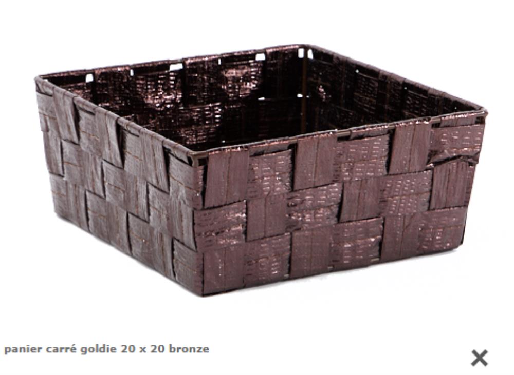 *FDS*PANIER CARRÉ GOLDIE 20 X 20 XHT 8.5CM BRONZE