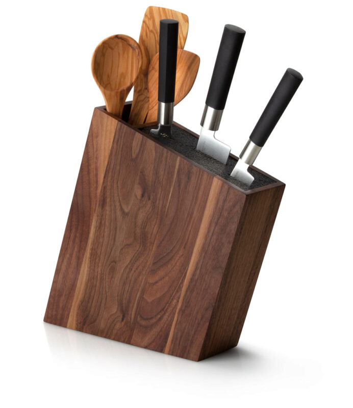 CONTINENTA INCLINED KNIFE BLOCK DARK WALNUT 31X26X8CM