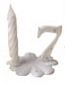 NUMBERS + PLASTIC BASE N°7 WHITE AND GOLD + CANDLE PACK OF 10 PCES
