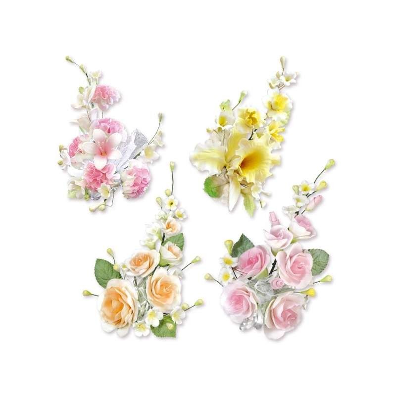 BOEKET GEKLEURDE GOMBLOEMEN 20 CM *WILLEKEURIGE KLEUR*