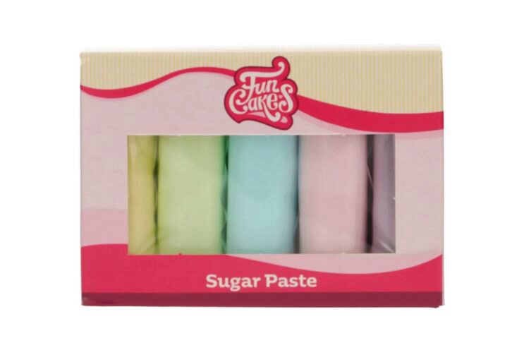 FUNCAKES SUGAR PASTE MULTIPACK PASTEL PALETTE 5X100GR