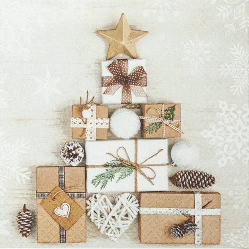 HOME FASHION SERVIETTE 33X33CM SAPIN EN CADEAUX PAQUET DE 20PCES