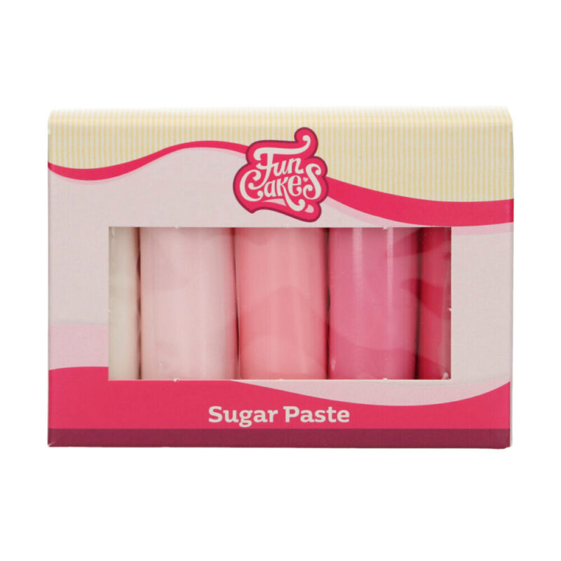 FUNCAKES PATE A SUCRE MULTIPACK PALETTE ROSE 5X100GR