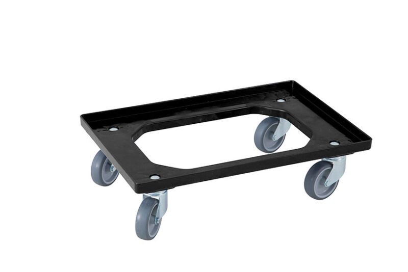 DOLLY WAGEN 60X40 ZWARTE EURONORM RUBBEREN WIELEN