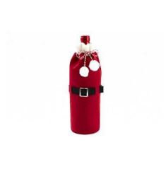 ROOD KERSTVILT ZAKJE VOOR EEN FLES 9XH29CM