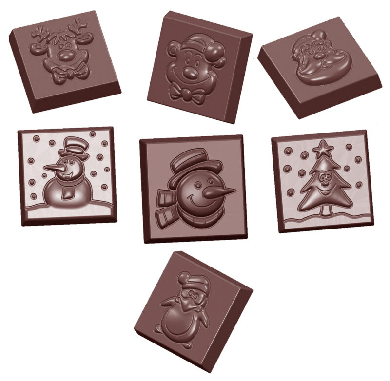 CHRISTMAS CARAQUE CHOCOLATE MOLD CW1660 3X7 -- 9GR