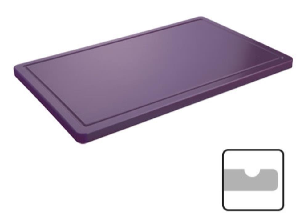 CATERCHEF POLY BORD GN1/1 PAARS 53X32.5X2CM MET RIGOLE (SPECIALE ALLERGENEN)