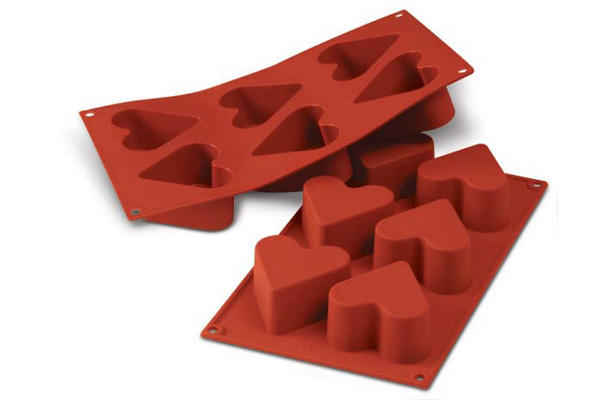 SILIKOMART SF036 MOLD 6 HEARTS Ø65 H 40MM 130ML ML NON-STICK GN1/3 -50° TO 250°