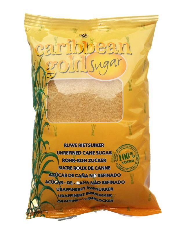 CARIBBEAN GOLD ONGERAFFINEERDE BRUINE RIETSUIKER 1KG ***ALLEEN VERKOCHT IN VERPAKKINGEN VAN 10KG*** ***OP BESTELLING***