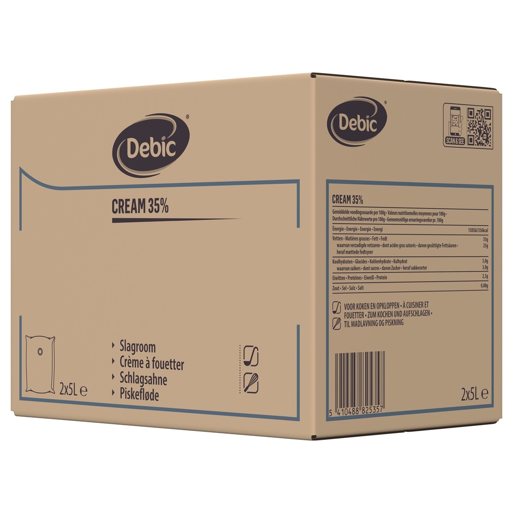 DEBIC CREME FRAICHE 35% UHT  5L ***VENDU PAR CARTON DE 2x5L***