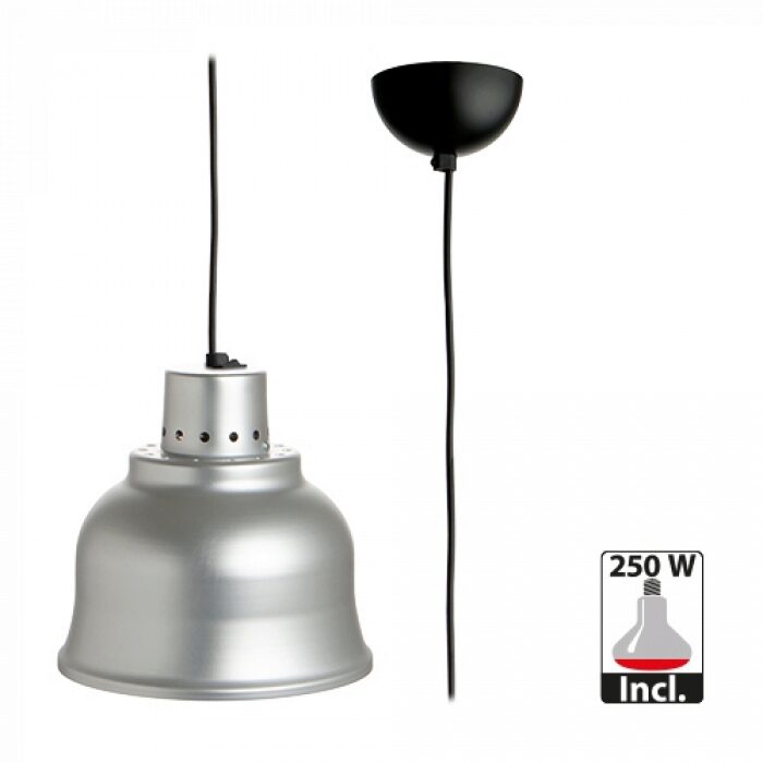 ABAT JOUR ALUMINIUM 23CM A/LAMPE 250W CHAUFFANTE INFRA RGE 180CM