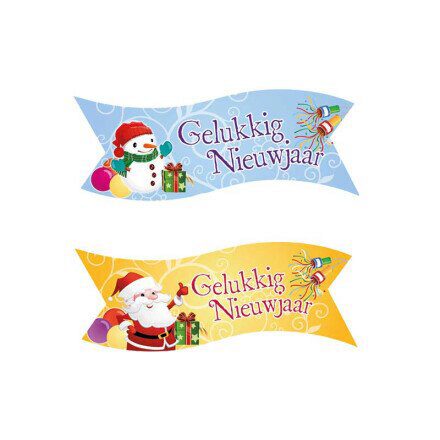 1058934 GELUKKIG NIEUWJAAR BANNER 9.1 X 3.2 CM 24PCS ***S/CDE***