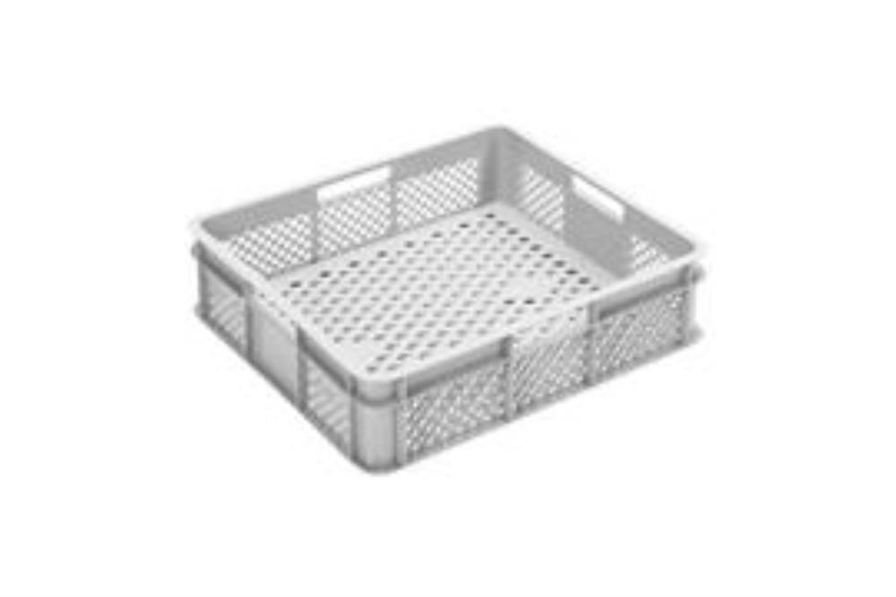 STACKABLE STORAGE BIN 40X35X10.5CM GREY 12L WITH PERFORATE BOTTOM & SIDES