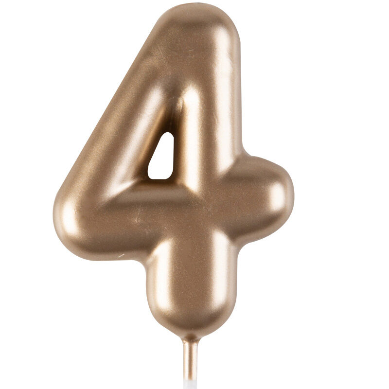 1023844 GOUDEN NUMMERKAARS "4" 4CM 12 STUKS**S/DOOS**