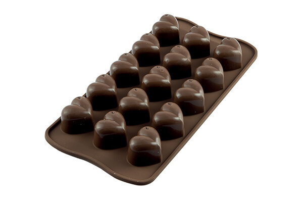 +MOULE A PRALINE EN SILICONE BRUN COEUR SCG01
