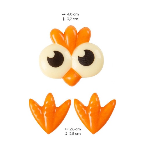 [08058354] 2069158 TÊTE POUSSIN 4X3,7 CM AVEC PATTES 2,6X2,5 CM 180PCS ***S/CDE***