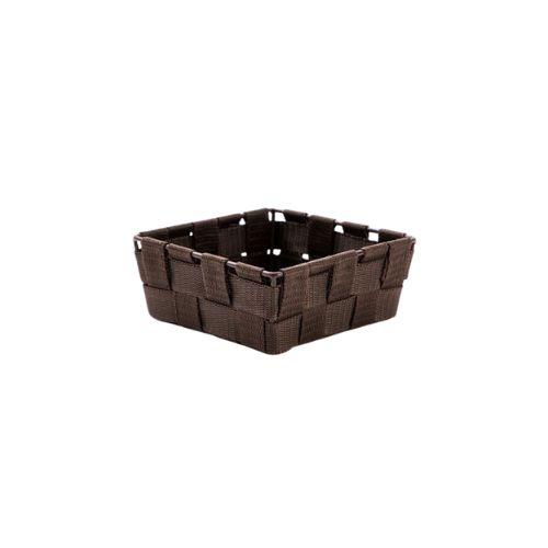 [61700526] XSM SQUARE BASKET CHOCOLATE BROWN ROPE 15X15XH5.5CM