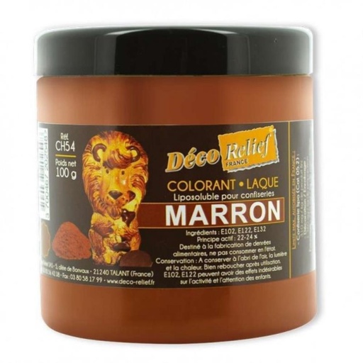 [70409308] BRUIN POEDER LAK KLEURSTOF VOOR CHOCOLADE 100GR =POT