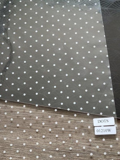 [54604059] EASY CUTTING DOOS MET TRANSPARANTE PP FILM WITTE STIPPEN 60CMX50M