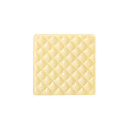 [08054644] 2015639 MINI VIERKANTE BLOKVORMIGE EIND MET WITTE CHOCOLADE RELIËF 5X5CM 75 STUKS