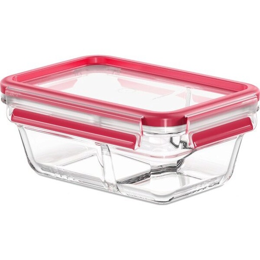 [57660923] EMSA BOITE VERRE HERMETIQUE 0.80L RECT/ROUGE- 2 COMPARTIMENTS