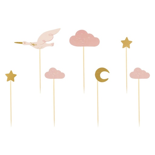[08076004] CAKE TOPPER CIGOGNE HT 11-12CM 7PCS
