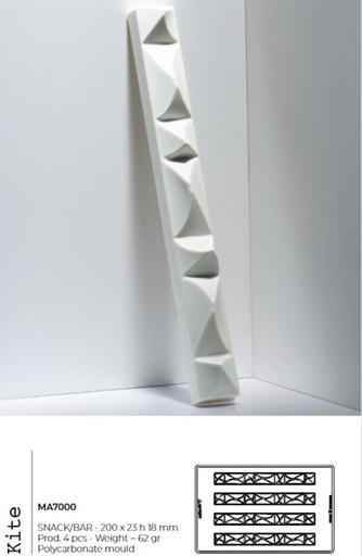 [54402144] PRALINEVORM POLYCARBONAAT STAAFJES KITE XL 62GR