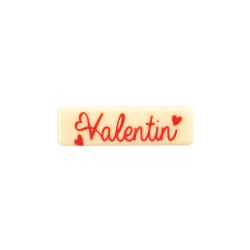 [08053854] 2068351 PLAQUETTE VALENTIN ROUGE 45X13MM CHOCOLAT BLANC  150 PCES ***S/CD***