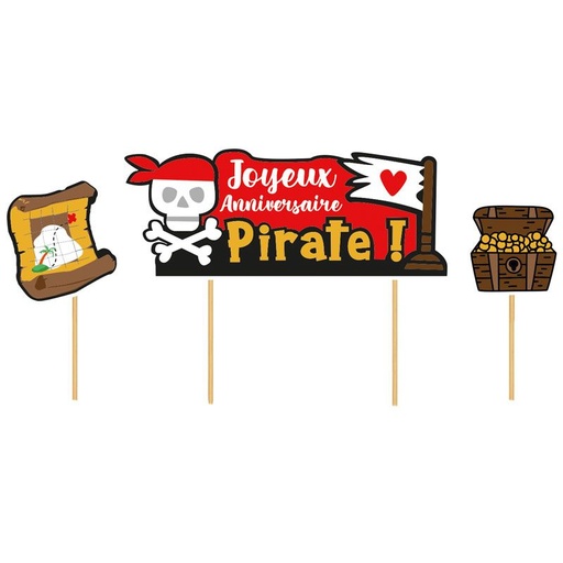 [08075565] CAKE TOPPER HAPPY BIRTHDAY PIRATES 3PCS