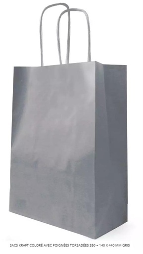 [41603107] SAC PAPIER KRAFT GRIS 34X14 HT 39.5CM 50PCES