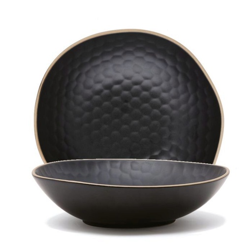 [57661130] LE COQ KYPSELI MATT BLACK ASSIETTE PLATE 22X20.5CM STONEWARE