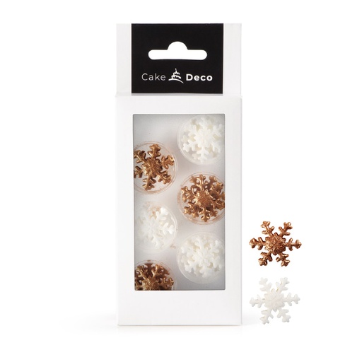 [08054372] 1039402 FLOCON DE NEIGE BLANC & BRONZE 12 PCES