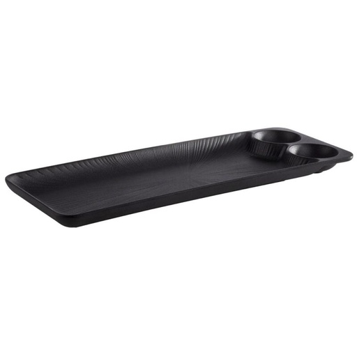 [60251532] APS "NERO" PLATEAU DEGUSTATION 41X15XH2.5CM + 2 ALVEOLES 3CL
