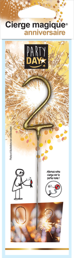 [70409004] CIERGE MAGIQUE DORE CHIFFRE N°2
