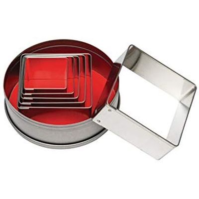 [57660800] 6 PIECES SQUARE TINNED STRAIGNT COOKIE CUTTERS