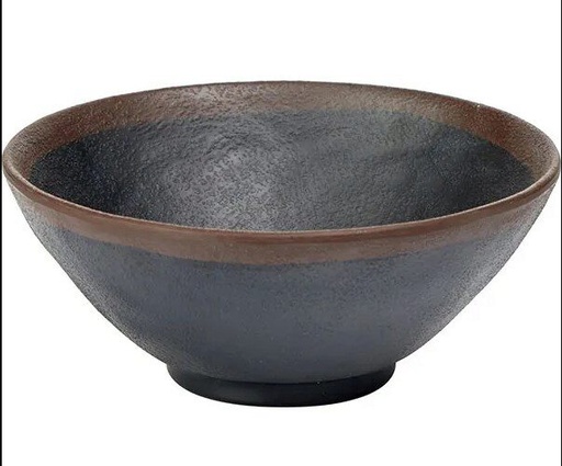 [60252187] APS MARONE RONDE MELAMINE SALADEKOM 14XH6CM -0,3L ZWARTBRUINE RAND