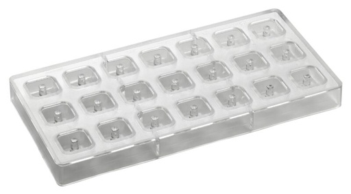 [70409600] VIERKANTE POLYCARBONAAT PRALINEVORM 275X135MM 21 PRALINES VAN 10GR** 26X26 X16HTMM