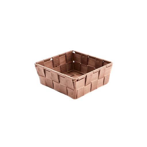 [60700788] KLEIN VIERKANT HAZELNOOTKLEURIG TOUWMANDJE 15X15XH5,5CM