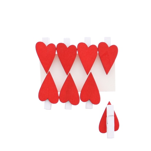 [61700530] CLIPS WIT HARTJES ROOD 8ST