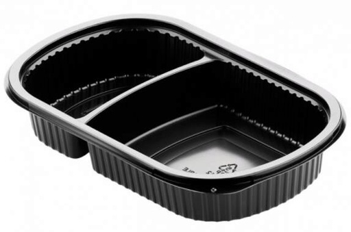 [41602933] DUNI * BARQUETTE PLASTIQUE 2 COMP 240X150X40MM500/250ML COLIS DE 50PCES*SCDE*