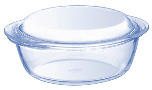 [57661174] PYREX ESSENTIALS OVAL CASSEROLE DISH 21 X 18CM - H 9CM - BOROSILICATE GLASS 1.0L + 0.3L LID -40 TO +300°C